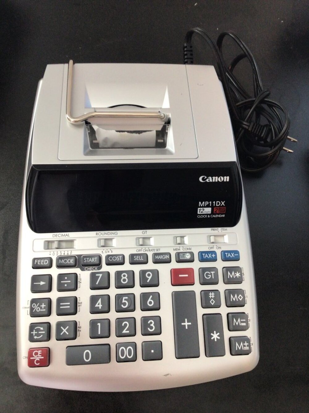 Canon MP11DX 12 Digit Desktop Printing Calculator Plug In Tested Clock/Calendar